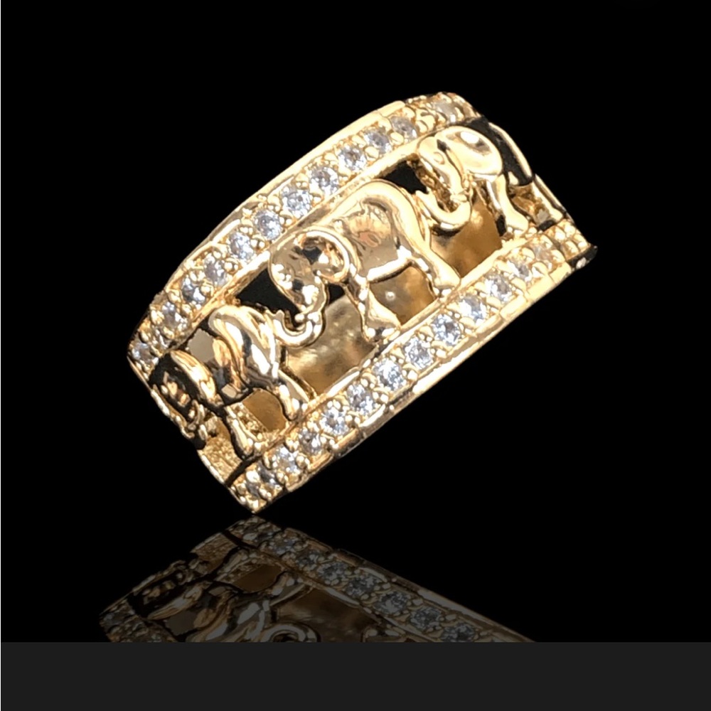 Lucky Gold Elephant 14k Gold Filled 1.5Ct White Topaz Cubic Zirconia